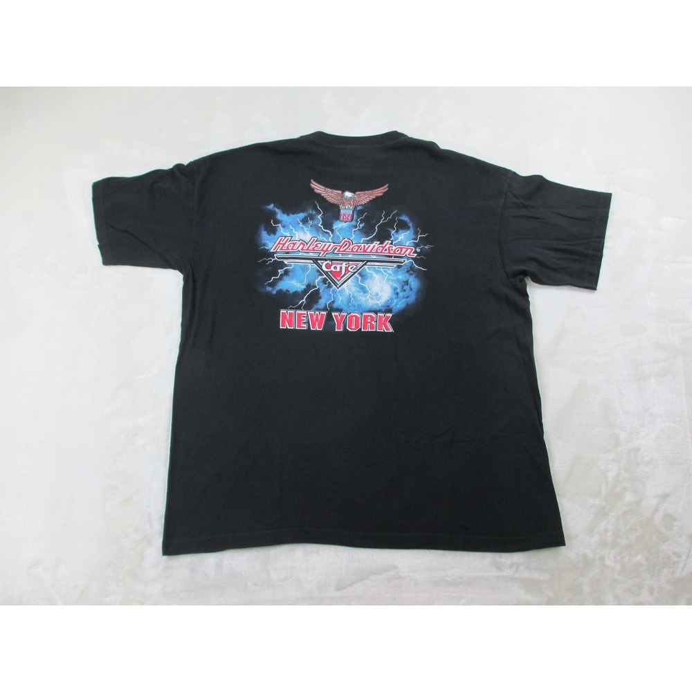 VINTAGE Harley Davidson Shirt Mens Extra Large‎ Black New York Cafe Rider 90s*